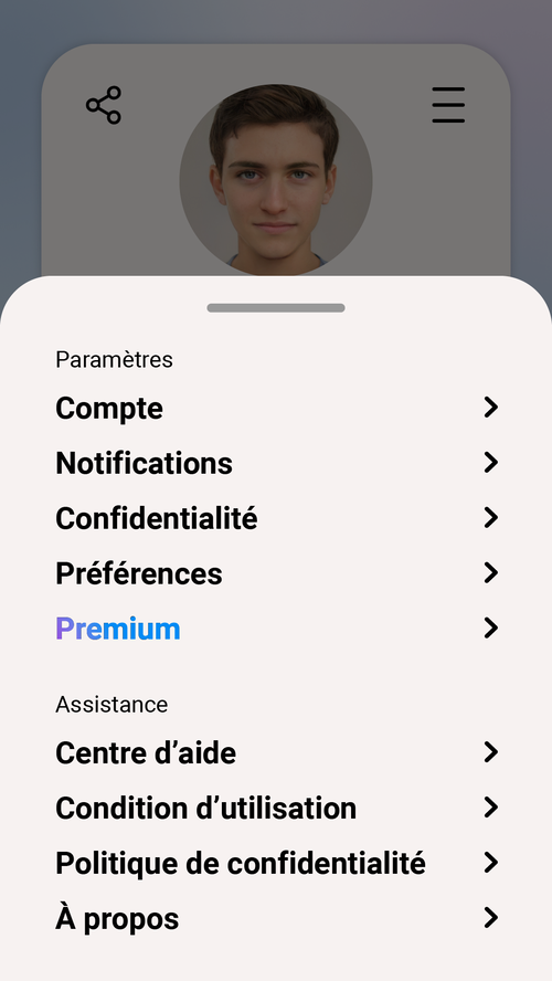 Les différents paramètres de l'application

